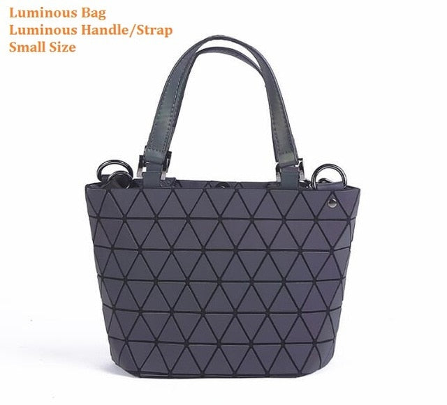 Japan Bao Drop Shipping Luminous Bag women's geometry lattic totes bag Chain Shoulder Bags Laser Plain Folding Handbags