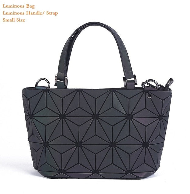 Japan Bao Drop Shipping Luminous Bag women's geometry lattic totes bag Chain Shoulder Bags Laser Plain Folding Handbags