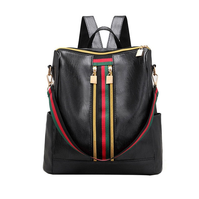 Trend Women backpacks bag casual stripe zipper Women bag fashion high quality simple young students bag