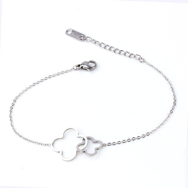 MWM Stainless Steel Chain start cross heart pattern & Bangles Women Girls personalize bracelet charms fashion gold silver clover