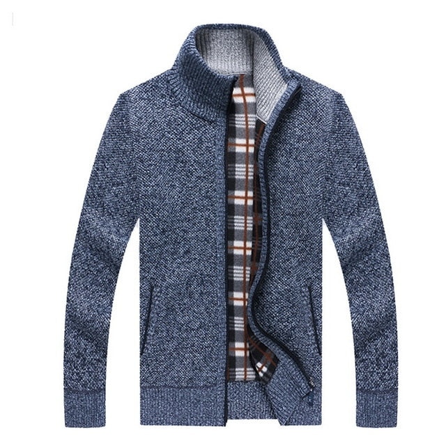 WENYUJH 2019 Spring Winter Men's Sweater Coat Faux Fur Wool Sweater Jackets Men Zipper Knitted Thick Coat Casual Knitwear M-3XL